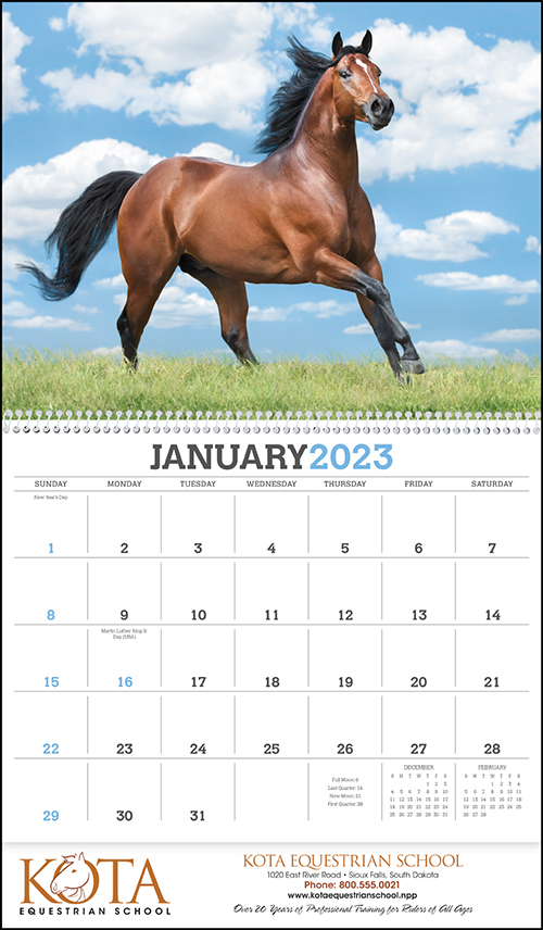 Horses Spiral Bound Wall Calendar for 2022